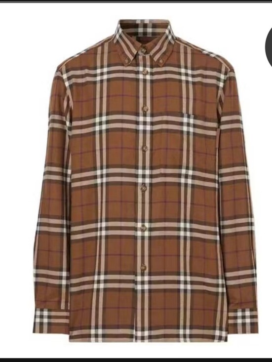 Burberry Other - Burberry Brown Plaid Button-Down Shirt with Black & White Stripes Mens Small